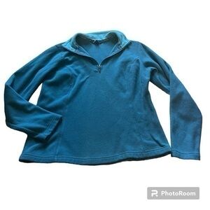 Lands end real blue fleece quarter zip pull over shirt